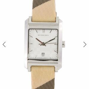 Burberry Silver Case Watch with Beige Strap